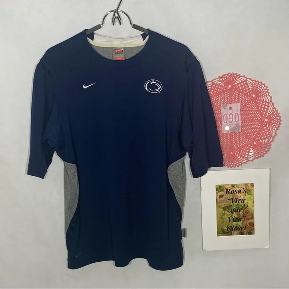 Nike Fit Dry Penn State Shirt Navy & Grey with Mesh Inserts Medium - Picture 2 of 12
